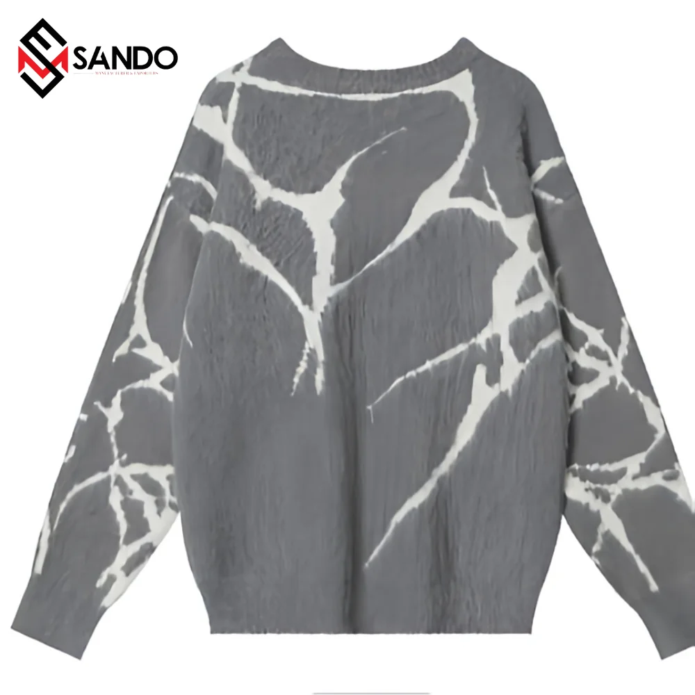 Custom Logo Women breathable Sweater OEM  Jacquard Pullover Knitwear Winter Crew Neck Cotton Knitted Designer  Bow Decoration