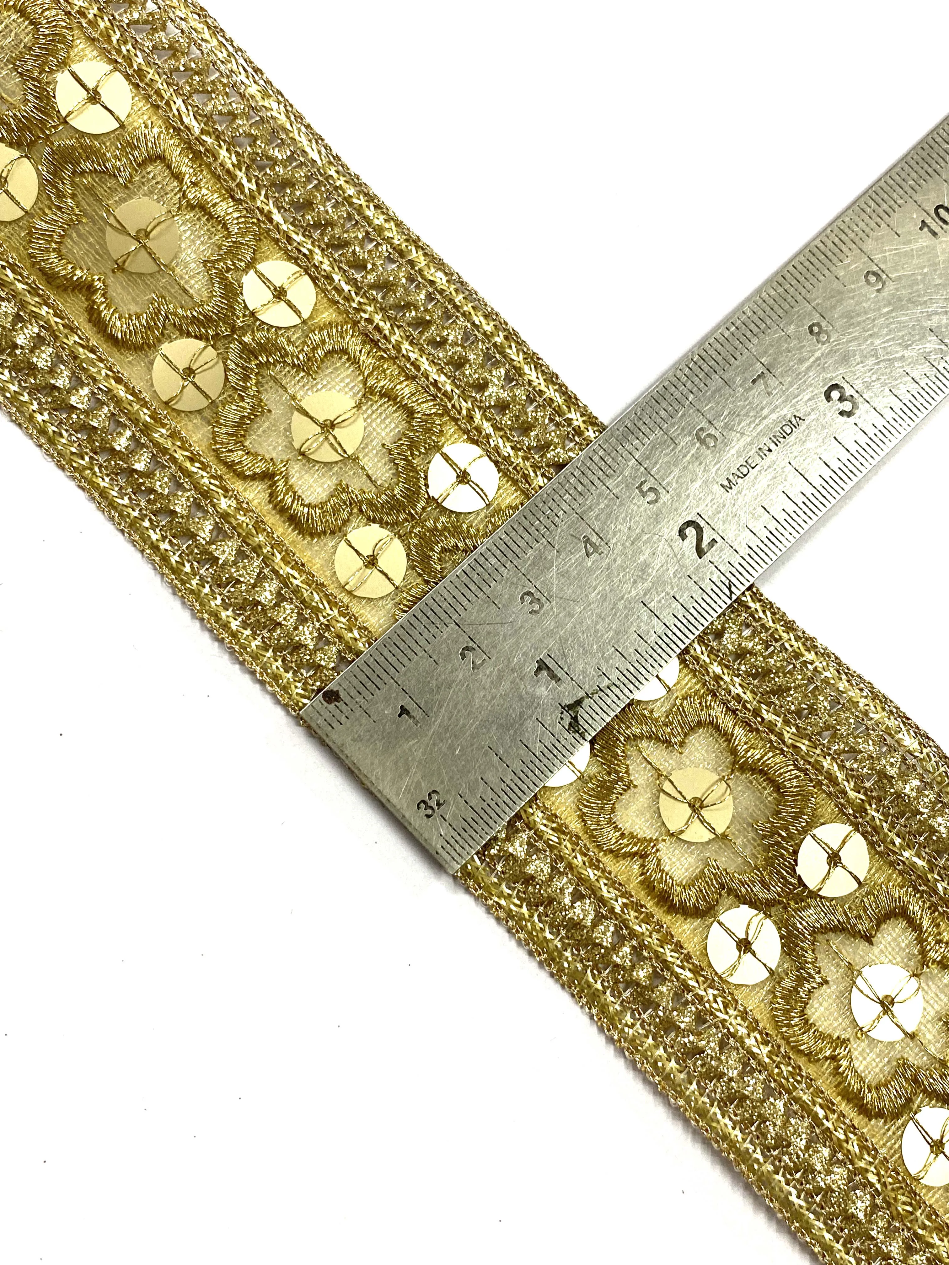 Индийская Золотая Серебряная светло-Золотая и медная золотая металлическая Тюль с вышивкой кружевная отделка для одежды религиозная одежда