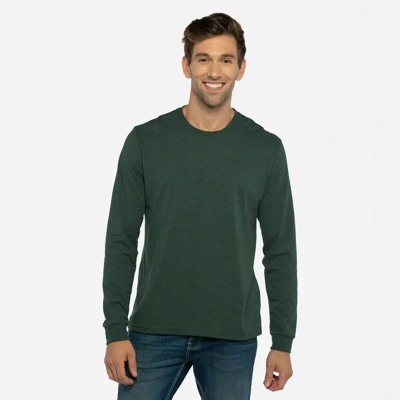 Next Level Apparel 6411   Unisex Sueded Long Sleeve T-Shir Forest Green 60% Combed Ring-Spun Cotton and 40%  Breathable T-Shirt