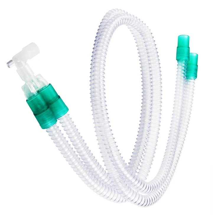 Disposable Breathing Circuit With Short Tube With Double Water Trap