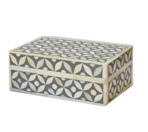 Wooden Brown Bone Inlay New Design Decorative Jewellery Box Black Bone Inlay Best Quality Jewellery Storage Unit Black Gifts