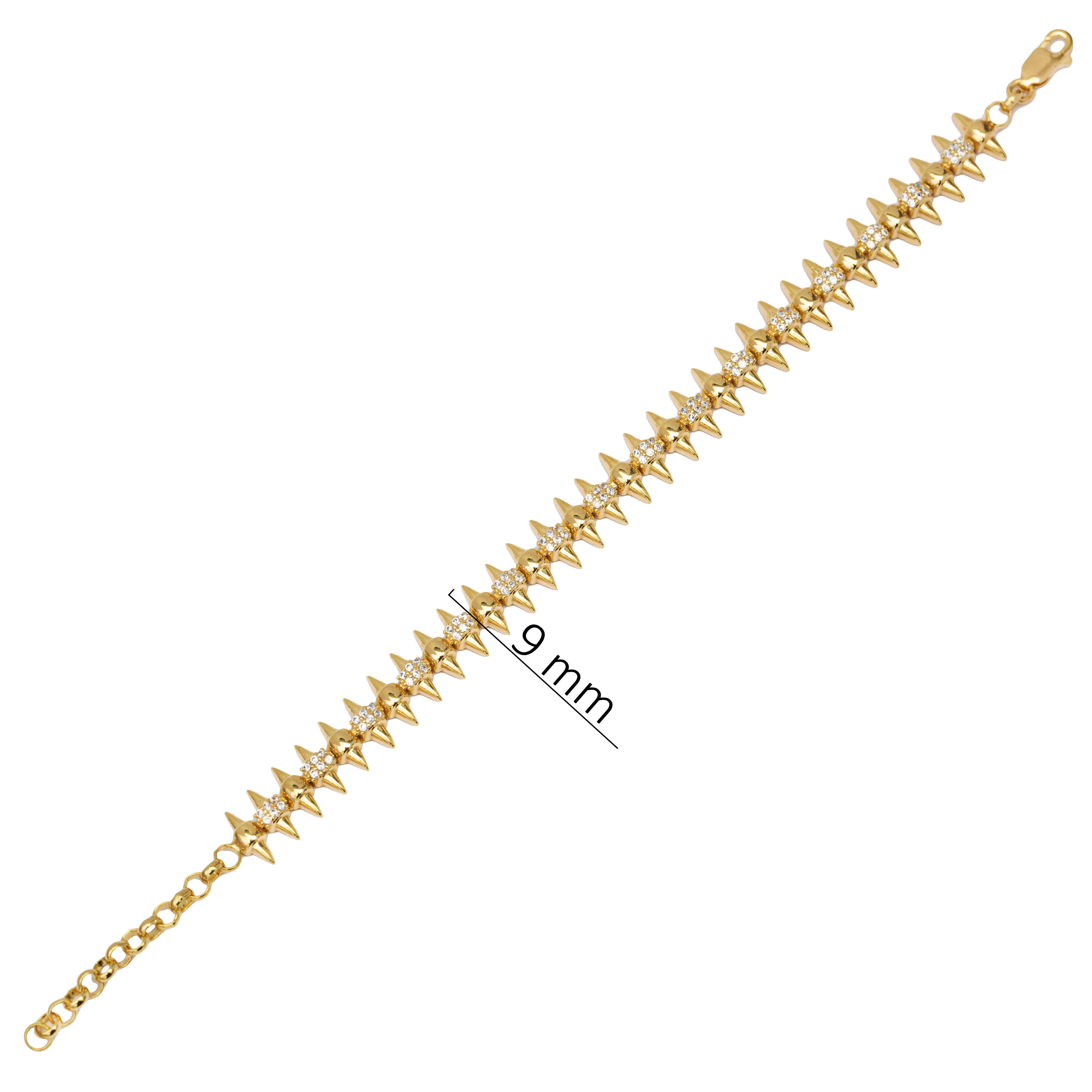 Spike Rivet Design Clear Zircon Stone Turkish Handmade Wholesale 925 Sterling Silver Cluster Bracelet