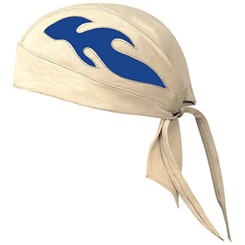 HMB-901H3 LEATHER FLAMES SKULLCAP DURAG HEAD WRAP BANDANA SKULLCAP HATS SCARF BIKER WEAR