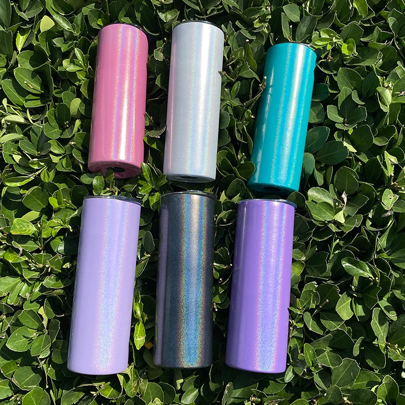 Wholesale US Warehouse glitter 20oz Sublimation shimmer Glitter Light Tumbler Cups in Bulk With sliding Lid and Straw