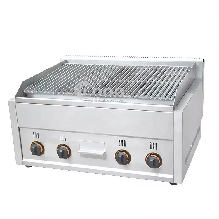 Professional Commercial Restaurant Countertop Gas Lava Rock Grill Stainless Steel Lava Stone Grill For Cooking