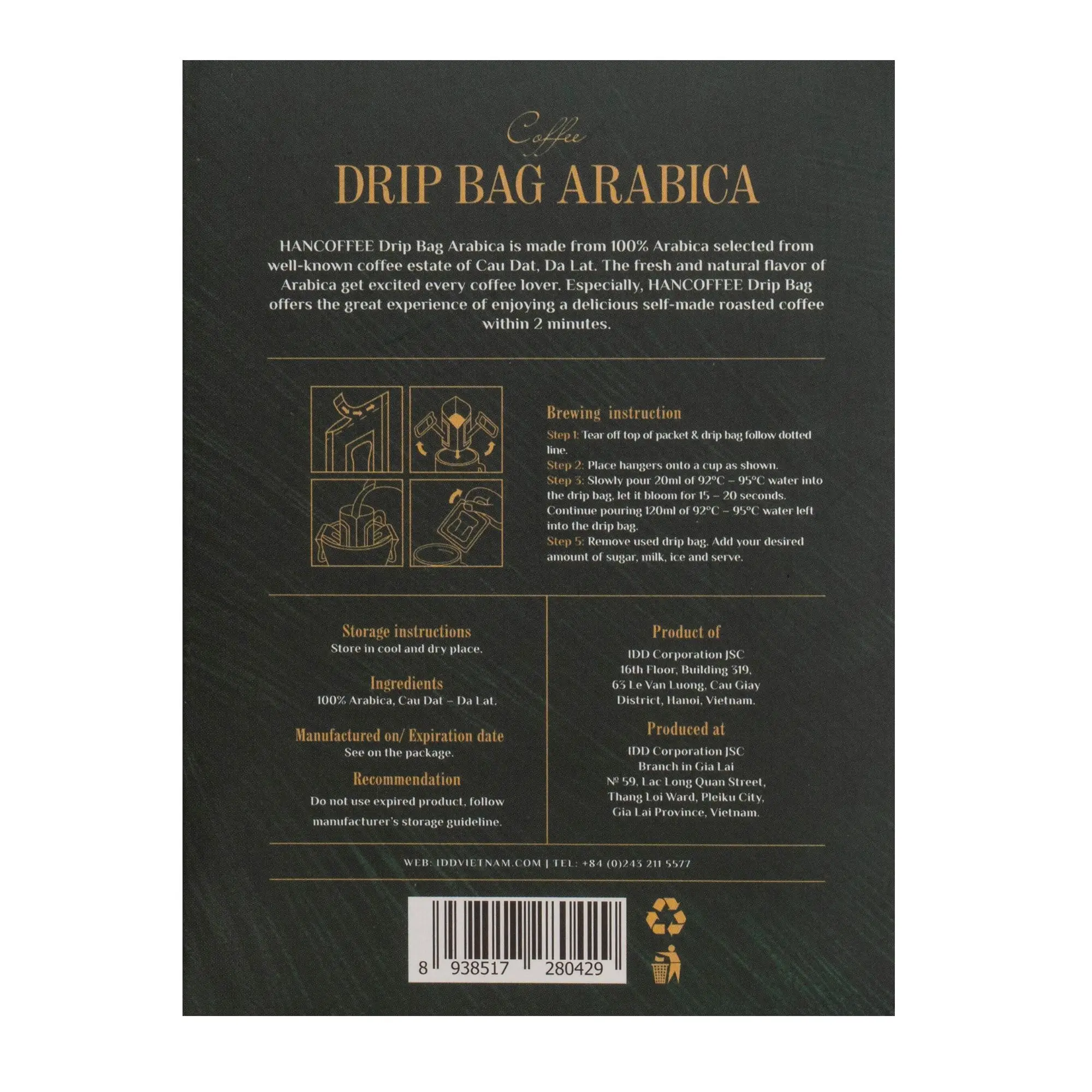 DRIP BAG 100% ARABICA COFFEE BEAN  FILTER BAG COFFEE GROUND COFFEE - ODM/OEM PROVIDED - HANCOFFEE VIETNAM