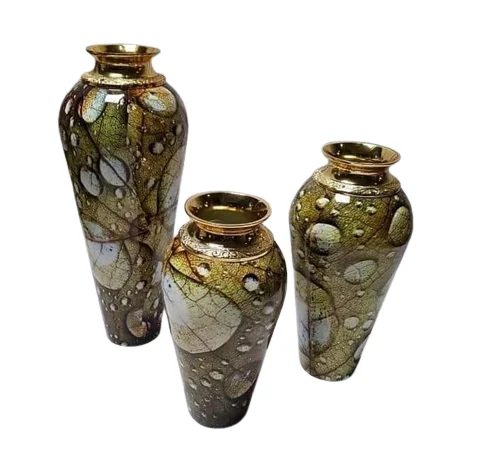 Best Classic Black Metal  Flower Vase  With Enamel Coating Decoration Designer Modern Table Decorating Beaded Wholesale Pot