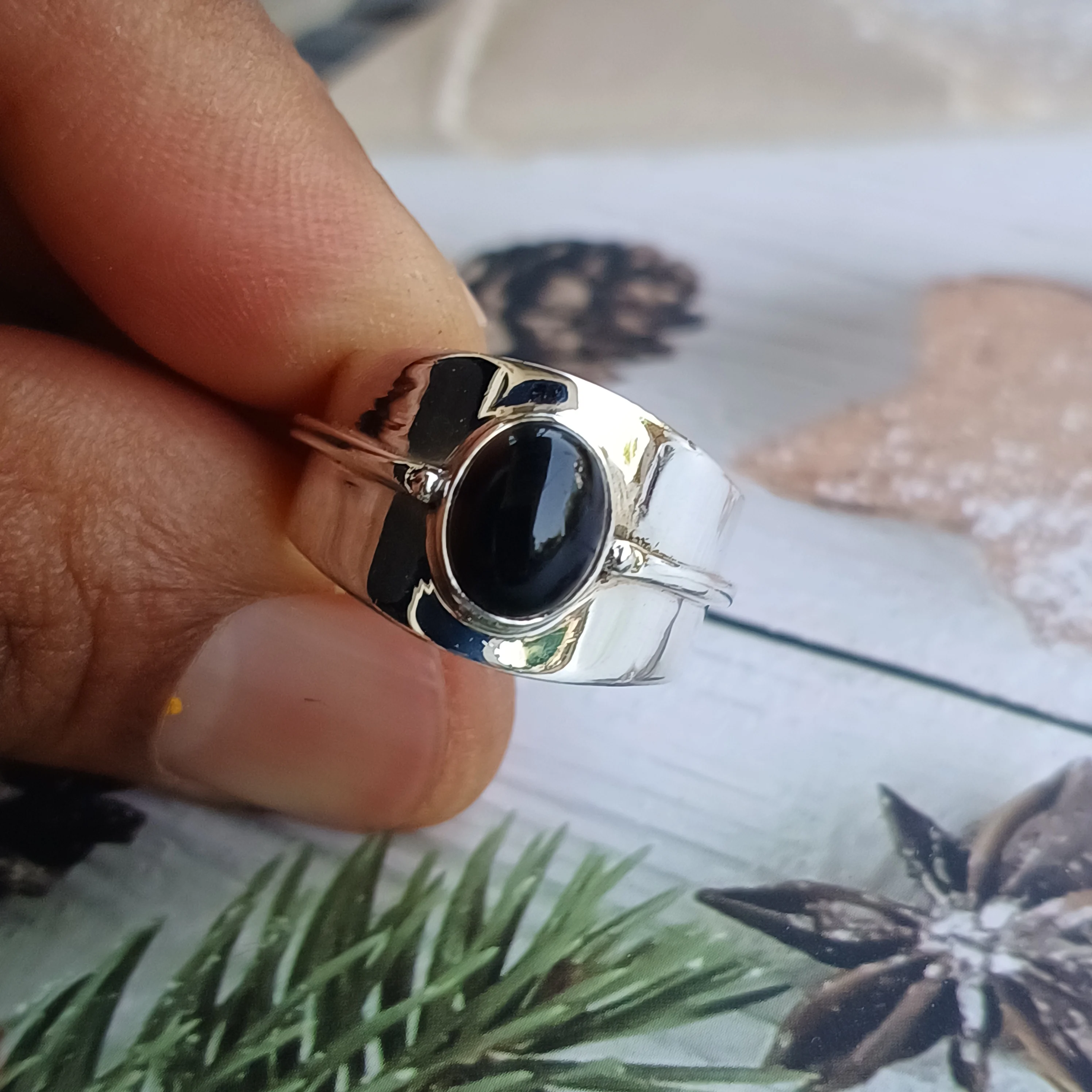 Bulk Wholesale Natural Black Onyx Gemstone 925 Sterling Silver Handmade Ring Fine Rings