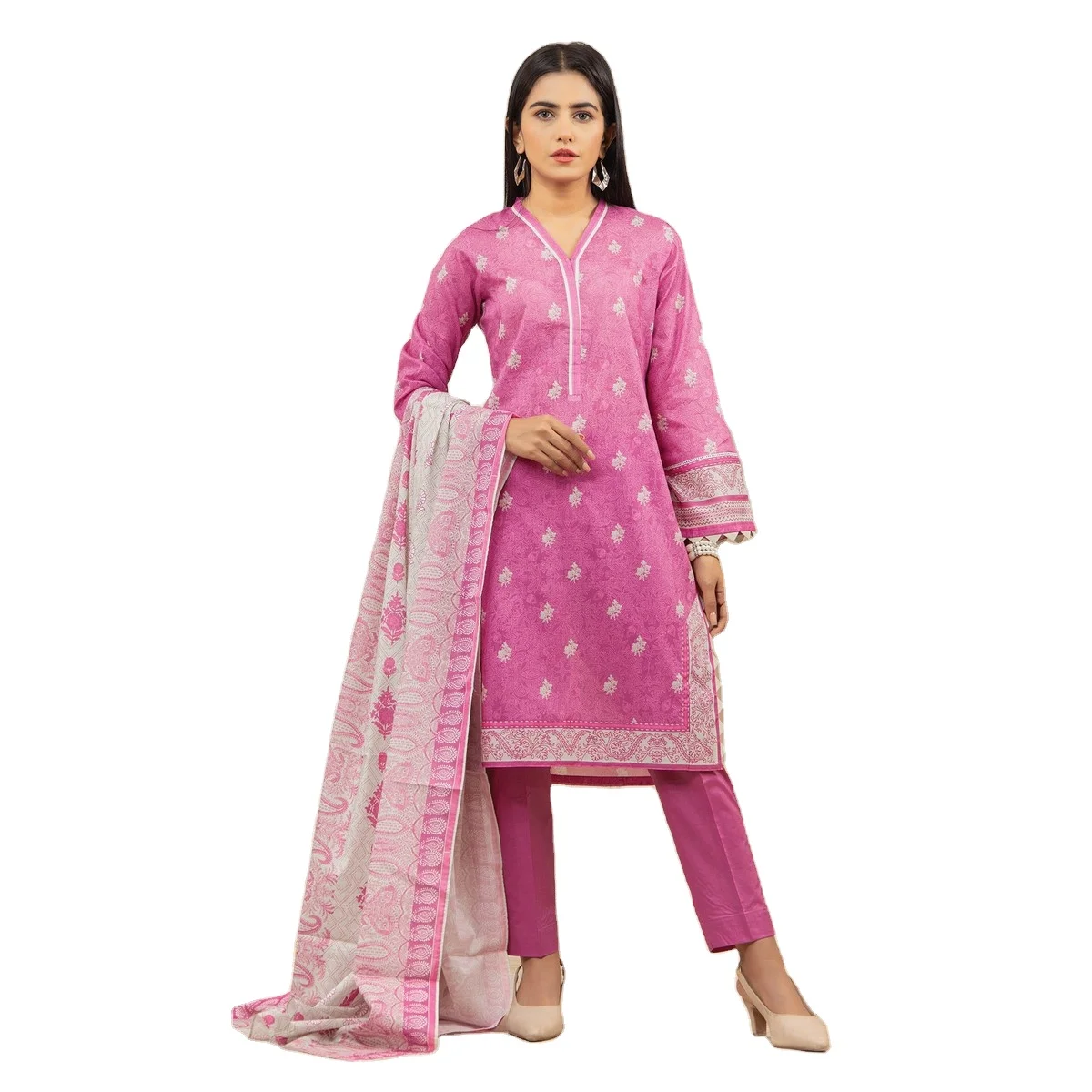 Premium Quality 2022 Wholesale pakistani ladies summer casual shalwar kameez customized color size best stitching Quality