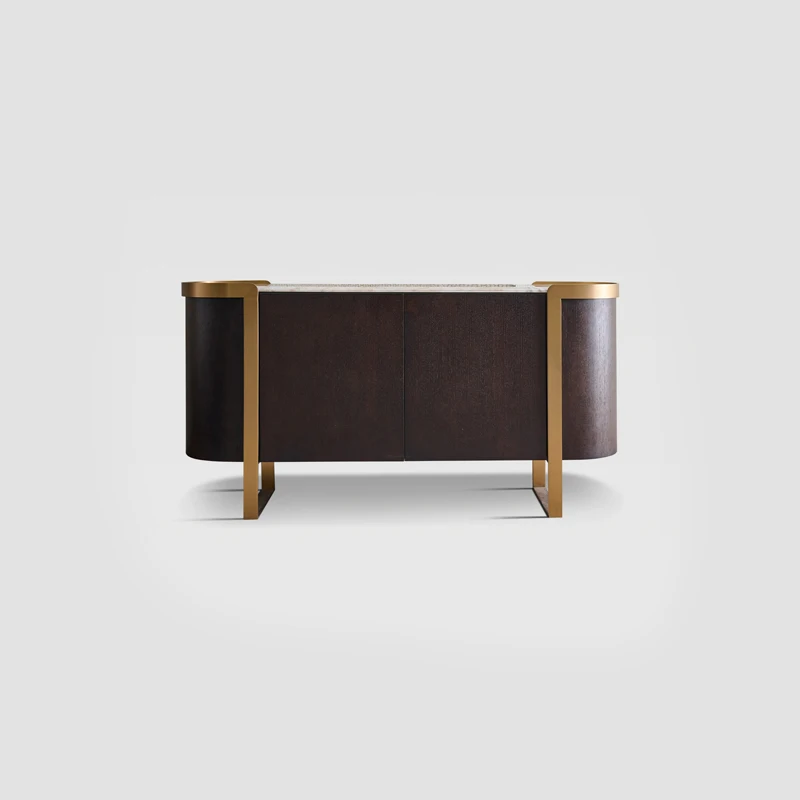 Modern living room cabinet gold stainless leg black cabinet sideboard console wooden marble sideboard