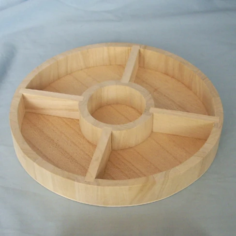 Decorative Wooden Tray 5 Sections Snack Plate Multi-Compartment Wood Pallet Bamboo Wood Sorting Trays Desktop Display Organizer