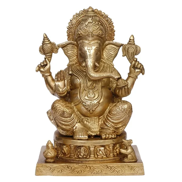 Brass Mangalkari Ganesha Ganesh Bhagwan Large Statue God Ganpati Murti