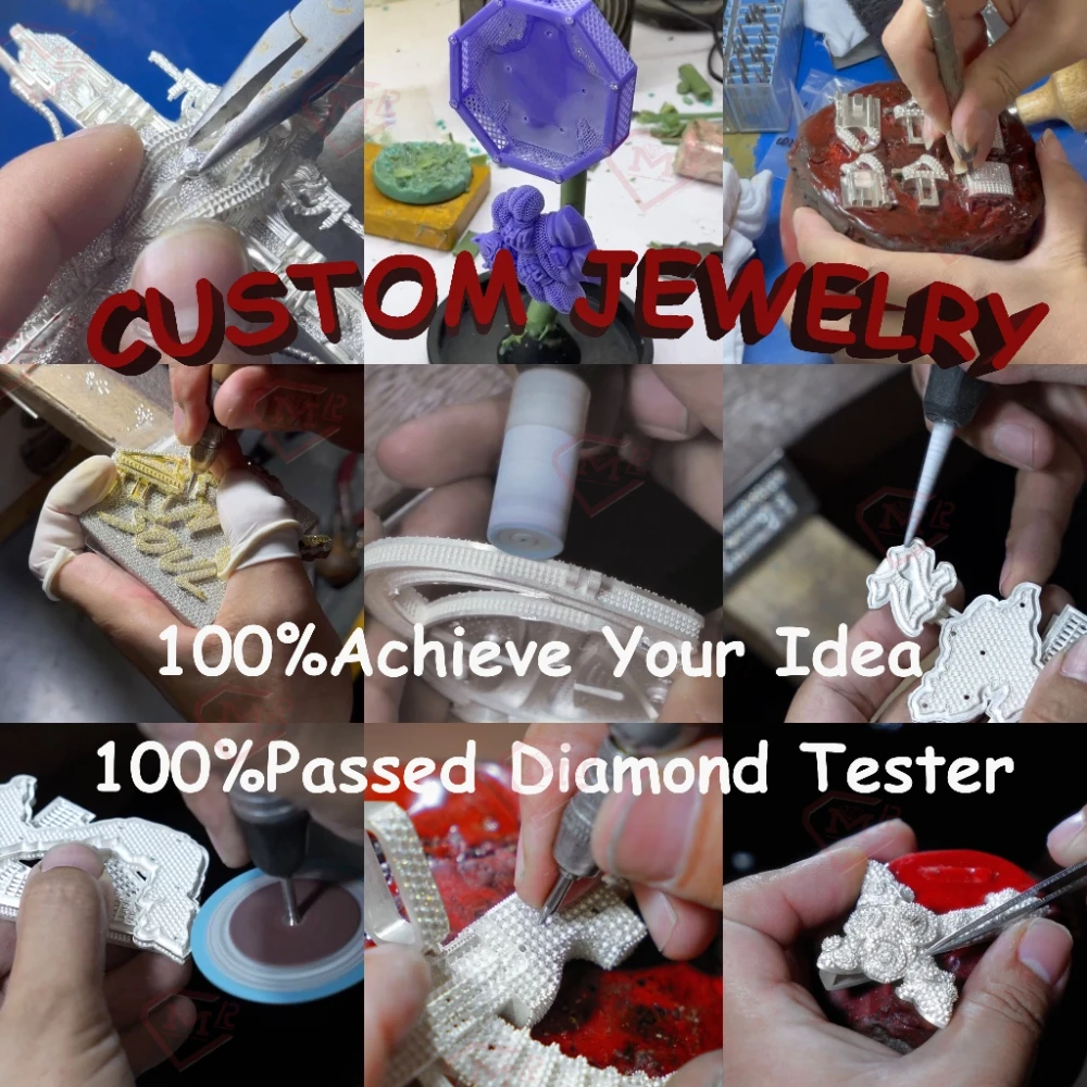 Iced Out Silver Round Pendant Bling Bling Hip Hop Baguette Cut S925 Pass Diamond Tester Moissanite Custom Pendant