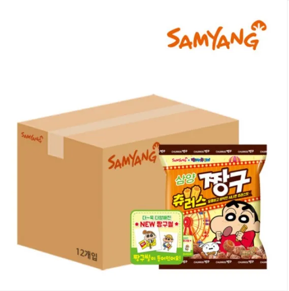 Sam yang Churros 100g Snack Crisp Pick in Variety Pop Smile Original Snack Soft Hair StickCharacter twill