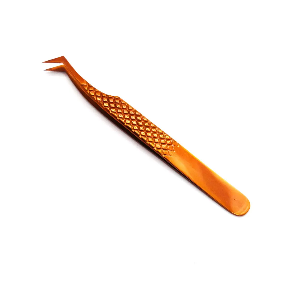 Custom LOGO OEM Wholesale Tip Eyelash Extension Tweezers Print Logo Fiber Tip Eyelash Tweezers 45 75 90 Degree Nano Grip Tweezer