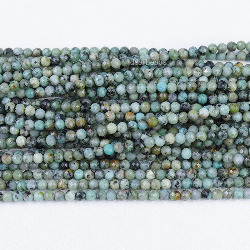 Small Faceted Natural African Turquoise Stone Bead Strands, Cut Gemstone Beads For DIY Jewelry Making 2 3 4mm, 38cm
