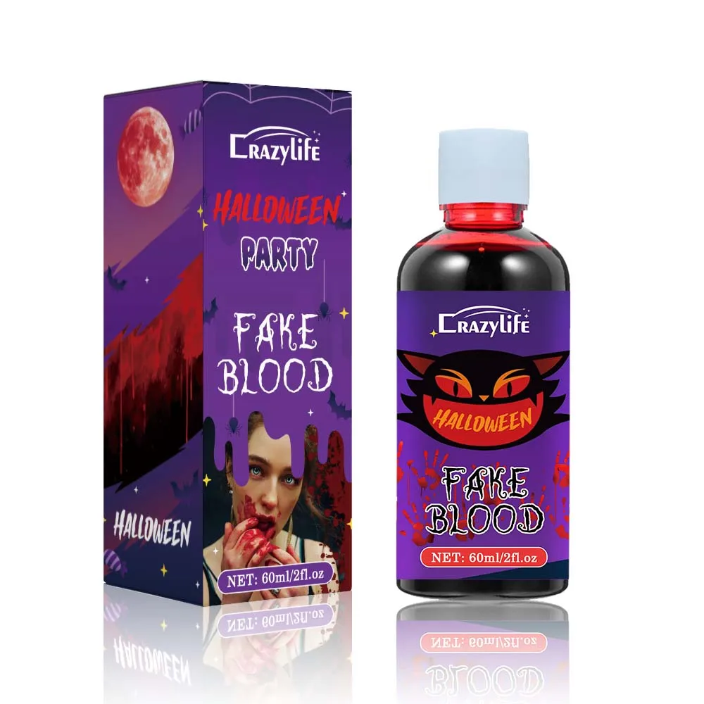 CRAZYLIFE Halloween Fake Blood Simulations Human Vampire Humans Teeth Hematopoietic Props Vomiting  Pulpbt Cos Ultra-realistic