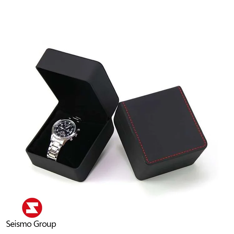custom logo luxury black pu leather individually durable empty watch bracelet gift packaging wrist case boxes