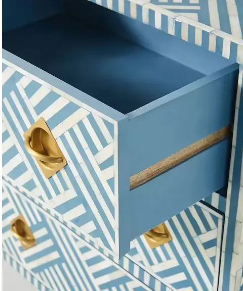 Indian Handmade Bone Inlay Furniture Chest of Drawer Wooden Modern Floral Pattern End table Side table Luxury Home Decor