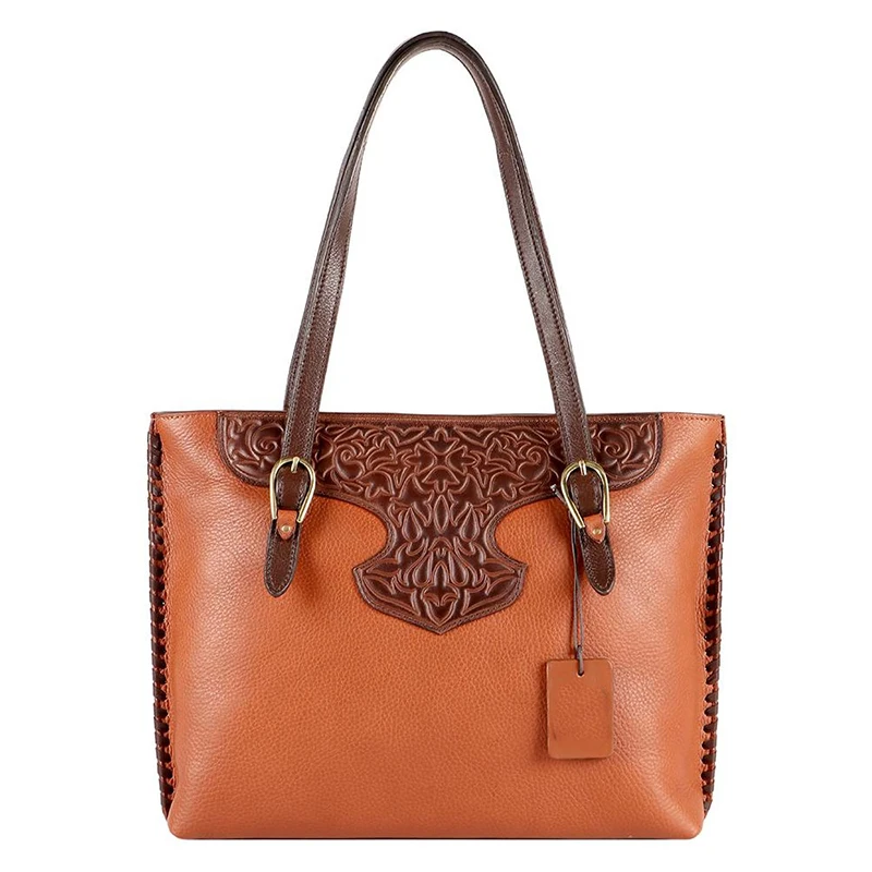 Bulk quantity top quality Women Genuine Leather Shoulder Tote Bag Large Work Purse Handbag for ladies