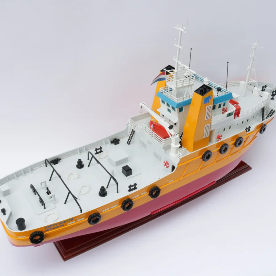 HAPPY HUNTER TUG BOATS 100% HANDMADE - HIGH QUALITY WORK BOATS - WOODEN HANDICRAFT MODEL MADE IN VIETNAM PRODUCT