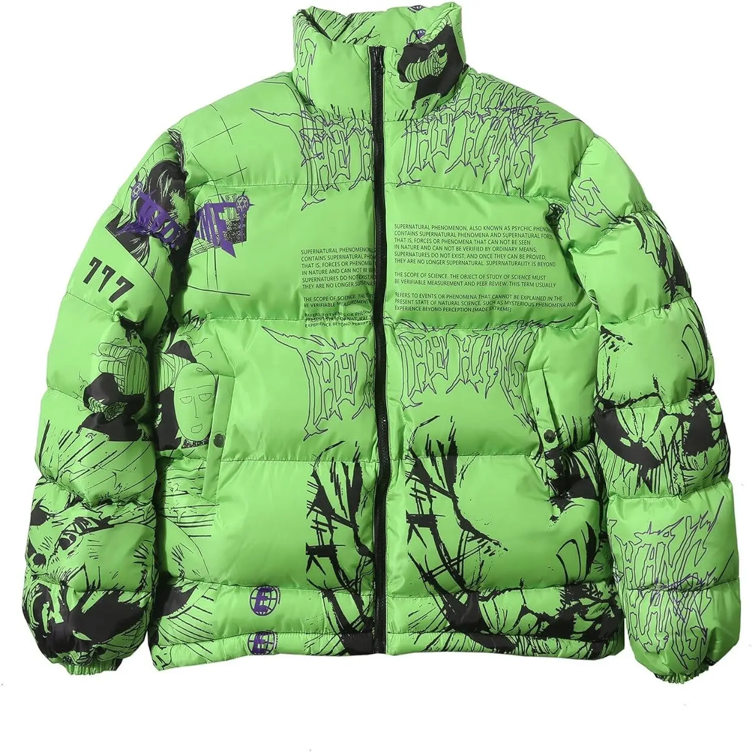 New Fashion Austhetic Unisex Winter Thick Anime Printed Puffer Jackets 320gsm Polyester Filling Inside Plusize sublimated jacket