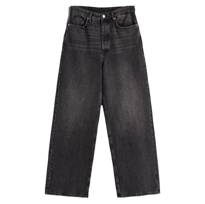 2024 Streetwear Wide Leg Cargo Pants Baggy Denim Jeans for Women Loose Straight Style Casual Solid Pattern for Spring Autumn