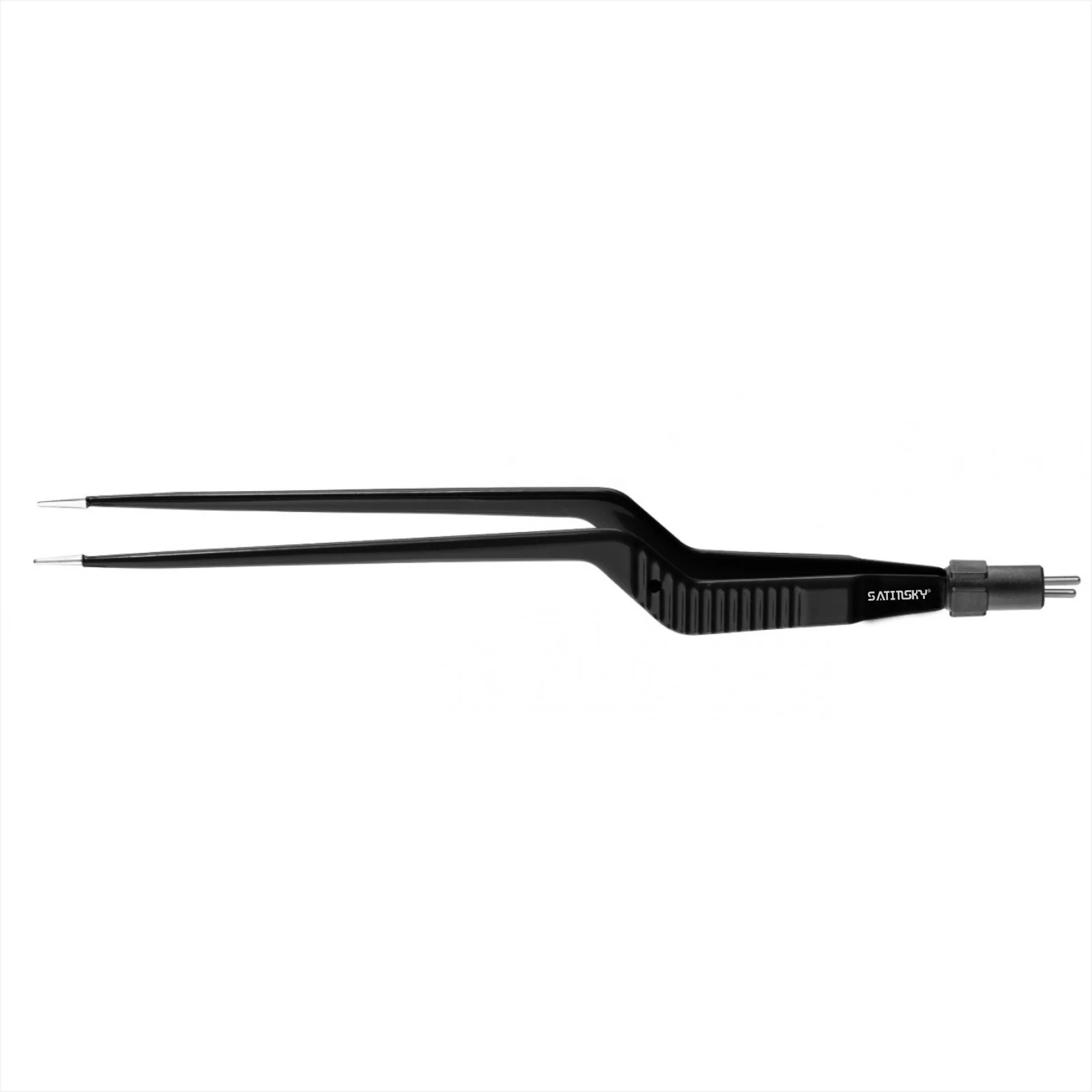 Bayonet 22cm Irrigation Bipolar Forceps Reusable connected to electrosurgical units using bipolar connecting cables