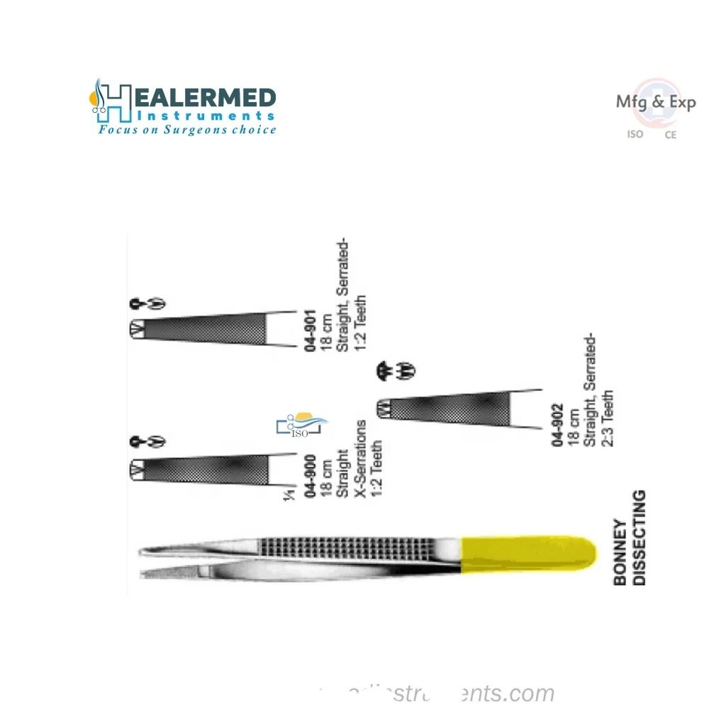 BONNEYS FORCEPS 18 cm Straight Serrated 1x2 Teeth