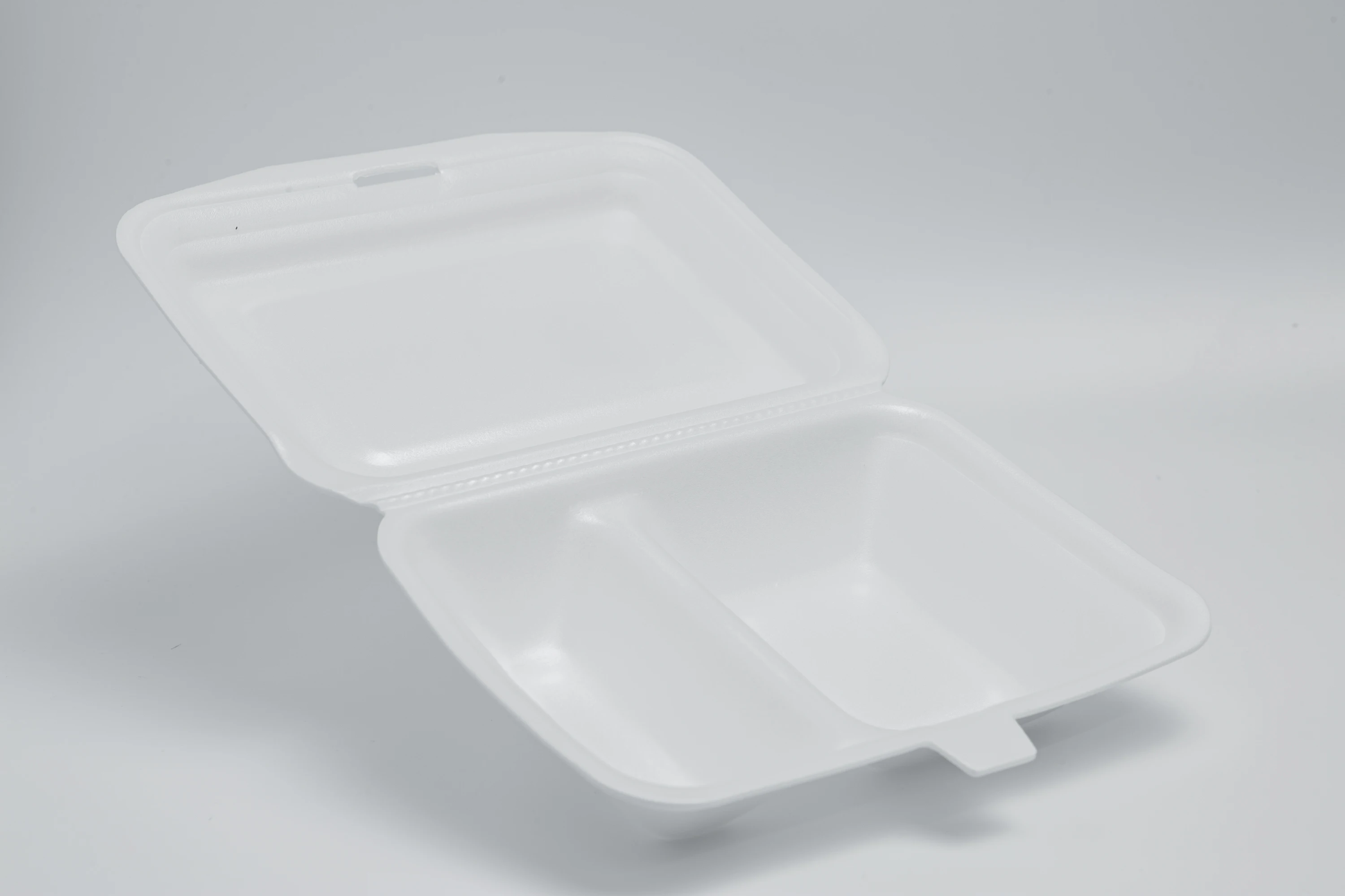 Three compartments PS foam food container with lid lunch box/fast food/hamburger Disposable new product ideas 2024 trends