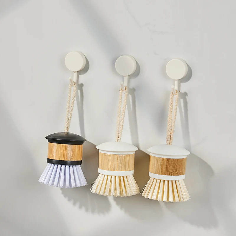 Заводская щетка из натурального бамбука и дерева круглая мини-щетка для мытья посуды кухонные щетки чистки