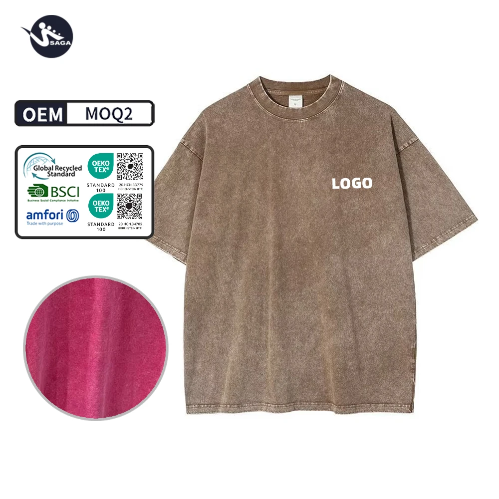 Custom Logo Streetwear Black Vintage Oversized 100% Cotton Mens Crewneck T Shirts Acid Wash T-shirt