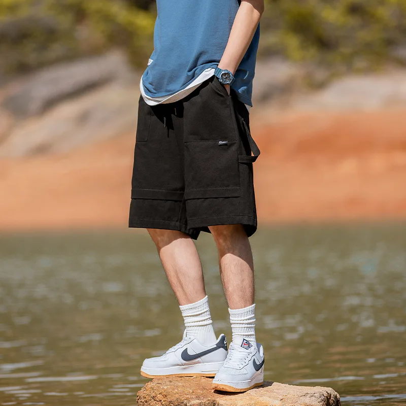 Custom Streetwear Zipper Pocket Paisley Bandana Cargo Shorts Men