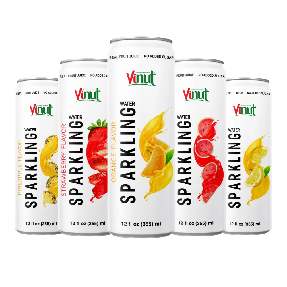 Free Sample 355ml Orange Fruit Juice Sparkling Water Drink Wholesale Soft Drink From Vietnam Private Label OEM