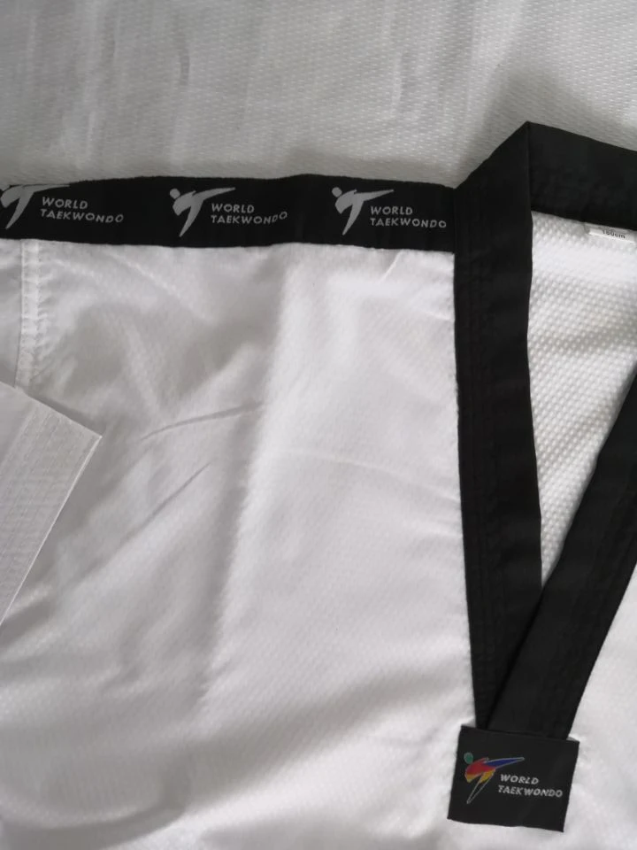 Dobok униформа для тхэквондо дешевая черная красная китайская Ультралегкая ткань мужчин детей wtf белая