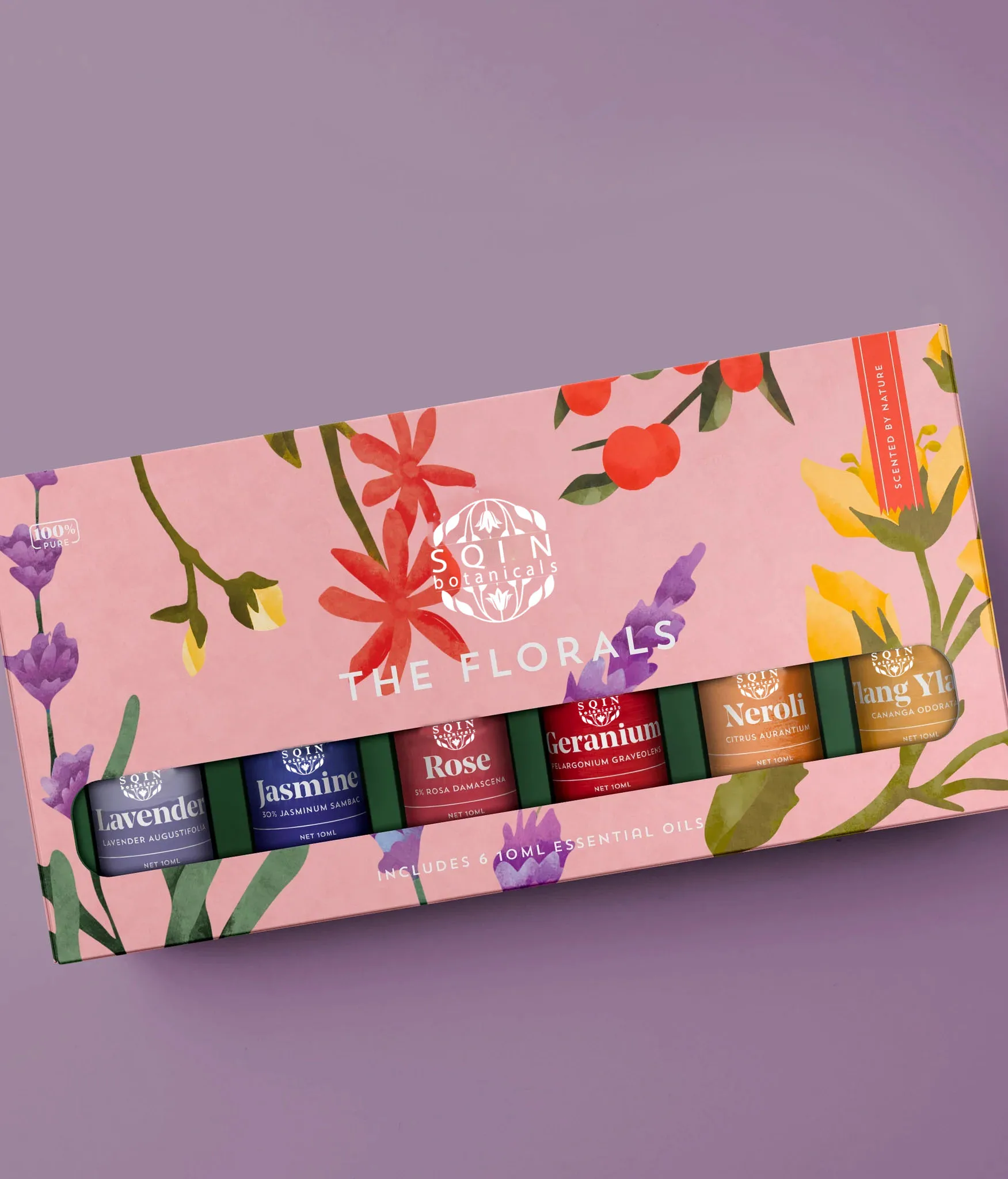 HOT SALE PURE FLOWERS ESSENTIAL OIL 6 PIECE SET IN GIFT BOX SAFE FOR DIFFUSER AROMATHERAPY