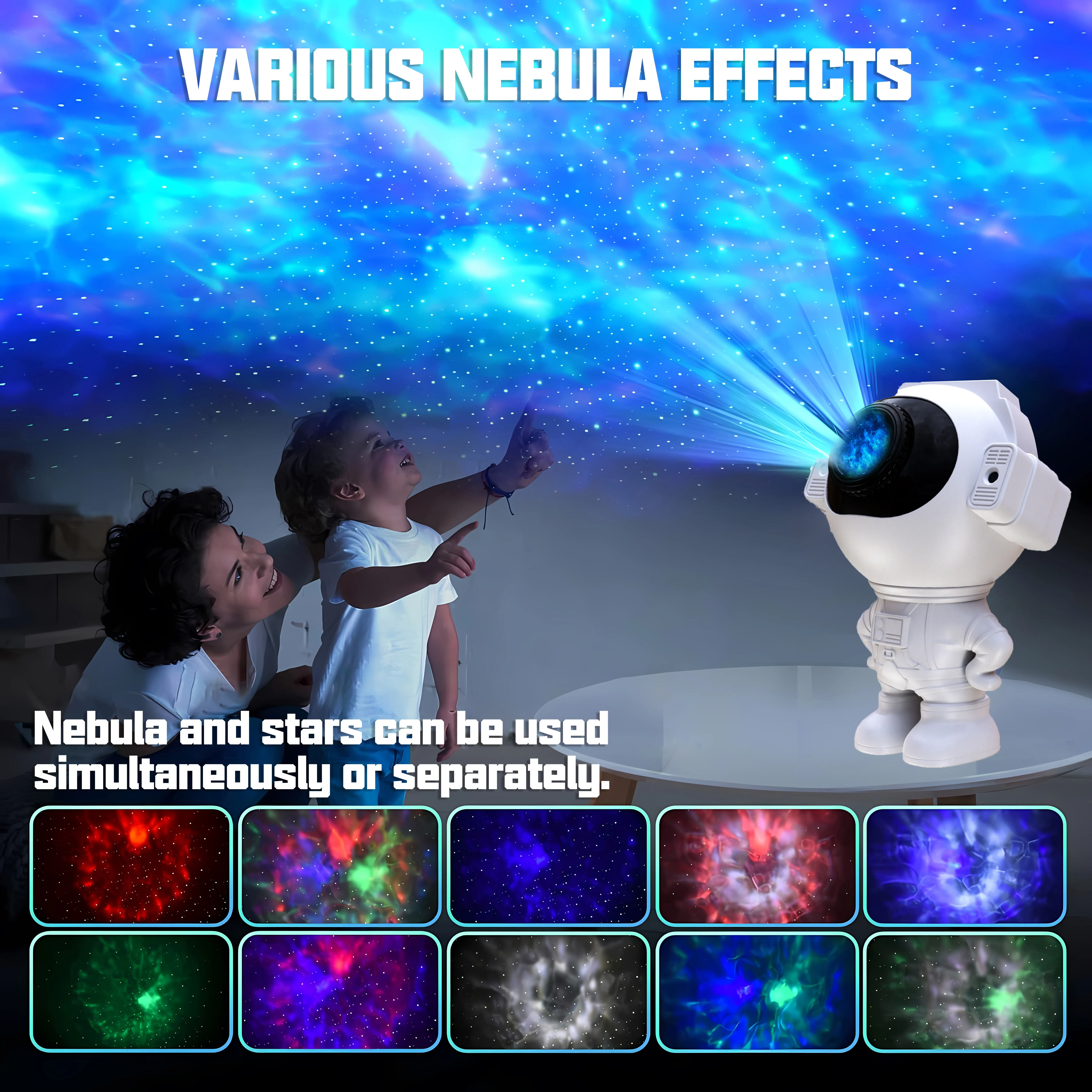 New Galaxy Astronaut Starry Projector Night Light LED Star Sky Nebula Decoration Bedroom Home Kids Birthday Gift