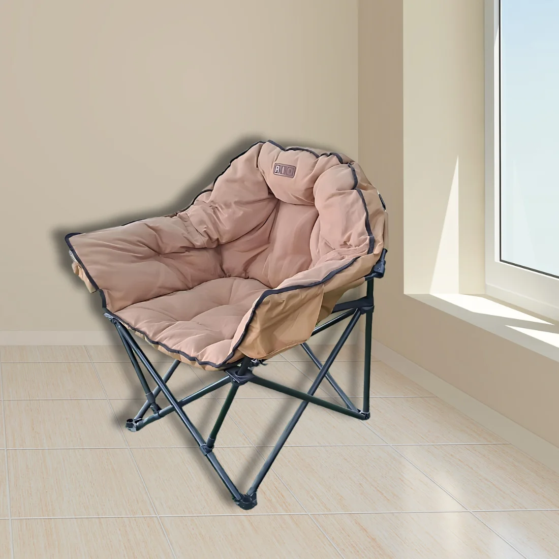 Lightweight Outdoor Folding Chair Soft Laminated Cotton Foldable Moon Shape for Camping and Park Use Camping Accessories
