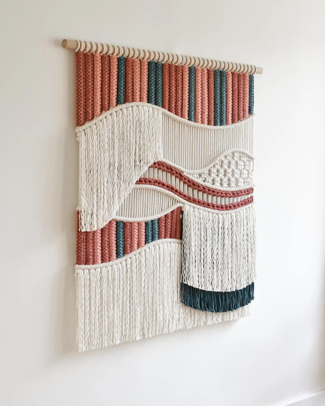 Boho Cotton Rope Macrame Wall Hanging Handmade Nordic Macrame Home Decoration Bohemian Vintage Curtain Tassels Dyed Tapestry