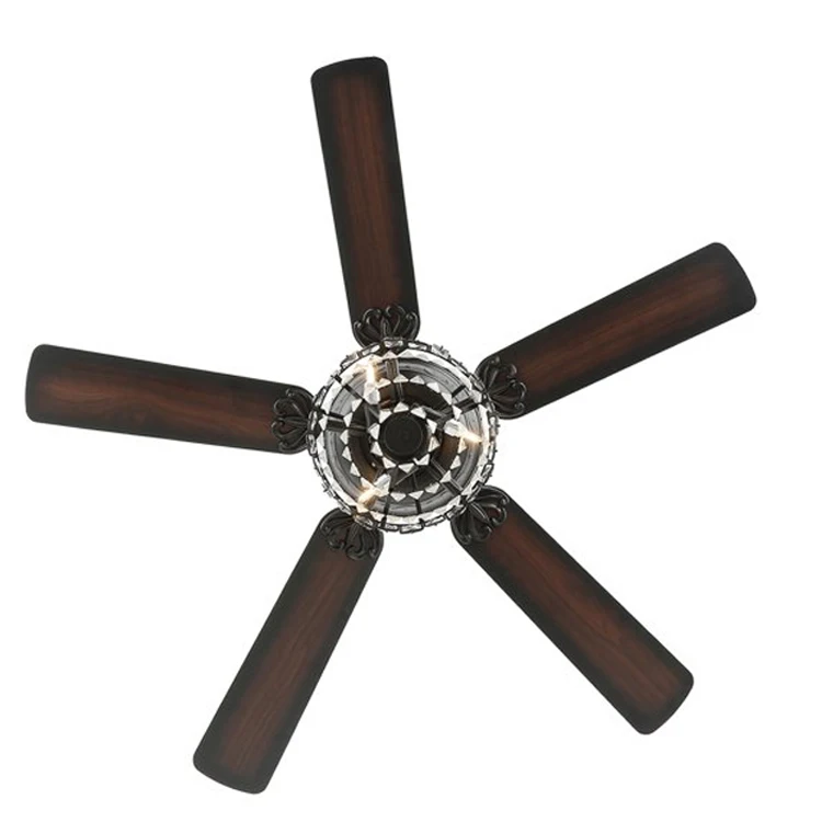 Black 5 Dual Sided Reversible Blades Contemporary Crystal Ceiling Fan Light Color Changing Indoor Silent Chandelier Ceiling Fan