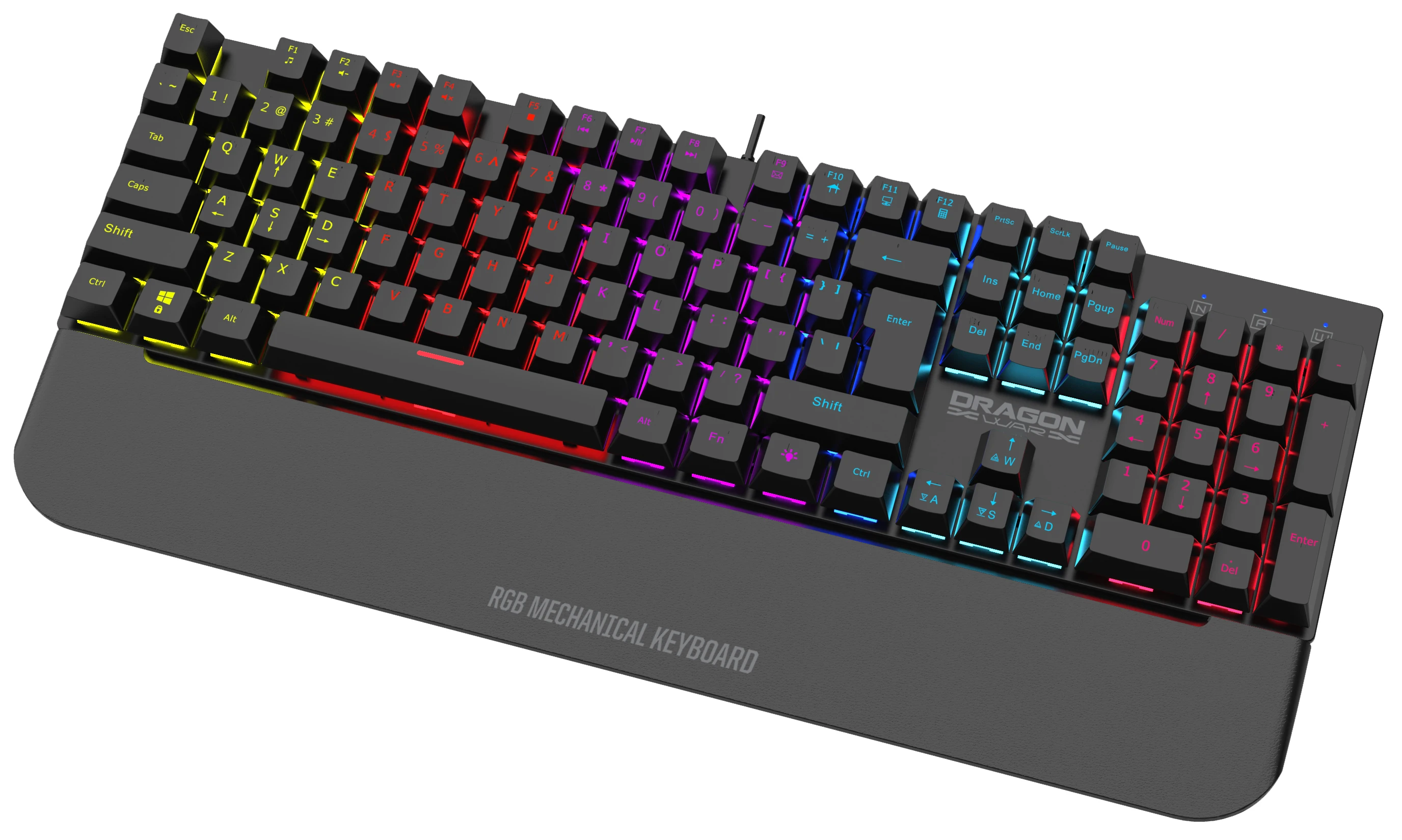 Manufacture RGB illumination mechanical detachable wrist rest full keys anti-ghosting wired gaming keyboard