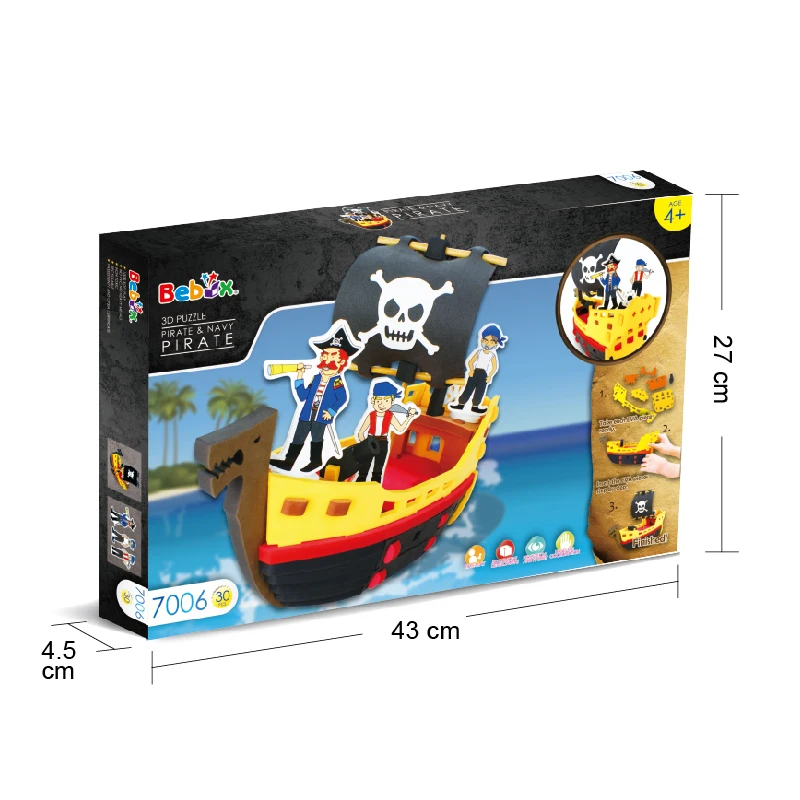 Multicolor 3d Soft Eva Foam Pirate Ship Jigsaw Puzzle