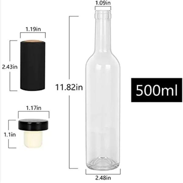 Wholesale Clear Round 200ml 375ml 500ml 750ml 1000ml Glass Frosted Liquor Wine Whisky Glass Bottle With Cork