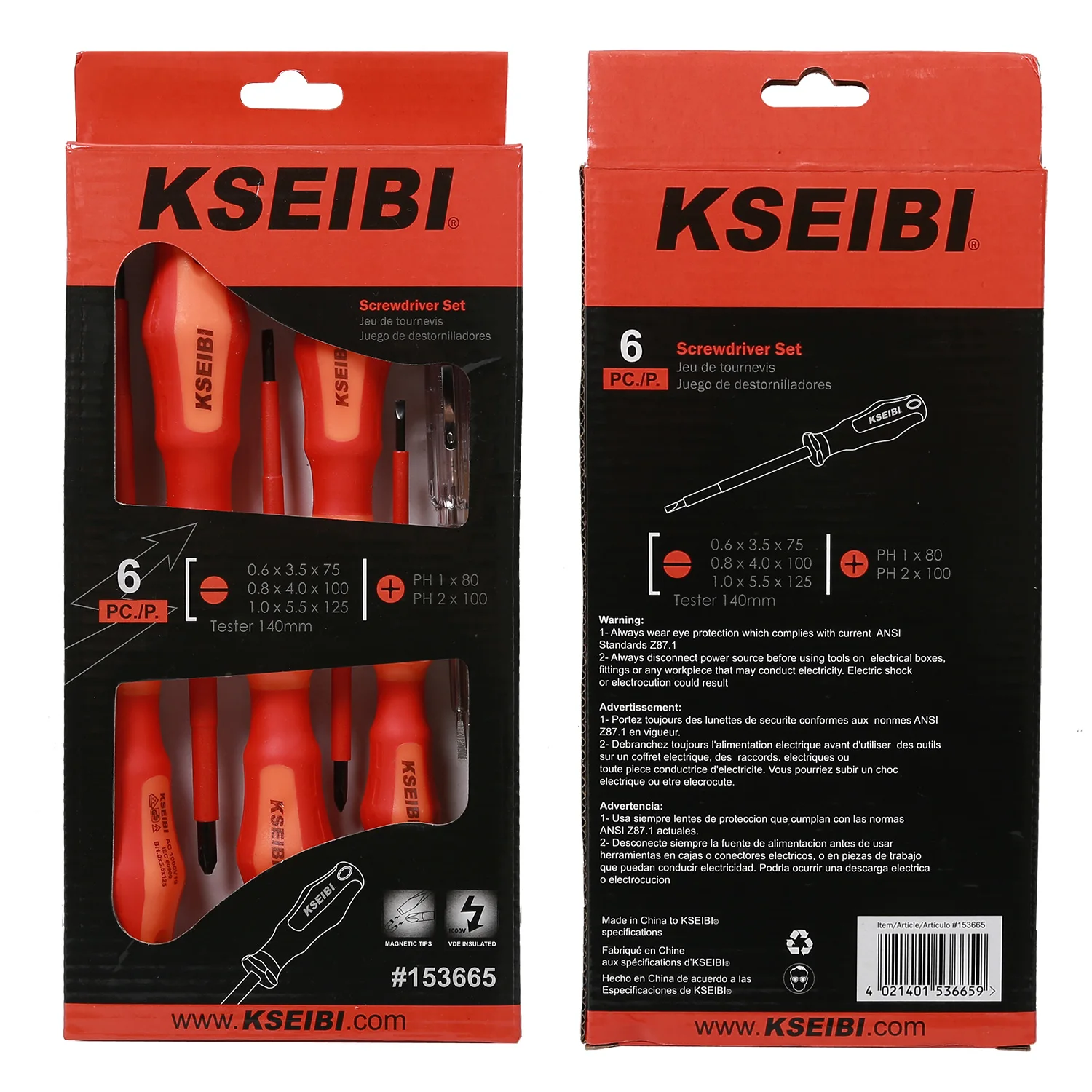 KSEIBI High quality VDE INSULATED SCREWDRIVER SET 6-Pc for ensure they are safe to use when working with electricity, up to 1000