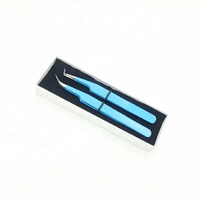 Eyelash Extension Tweezers Set Fiber Tip Volume Tweezers Curved 45 90 Degree Angled Volume Lash Tweezers