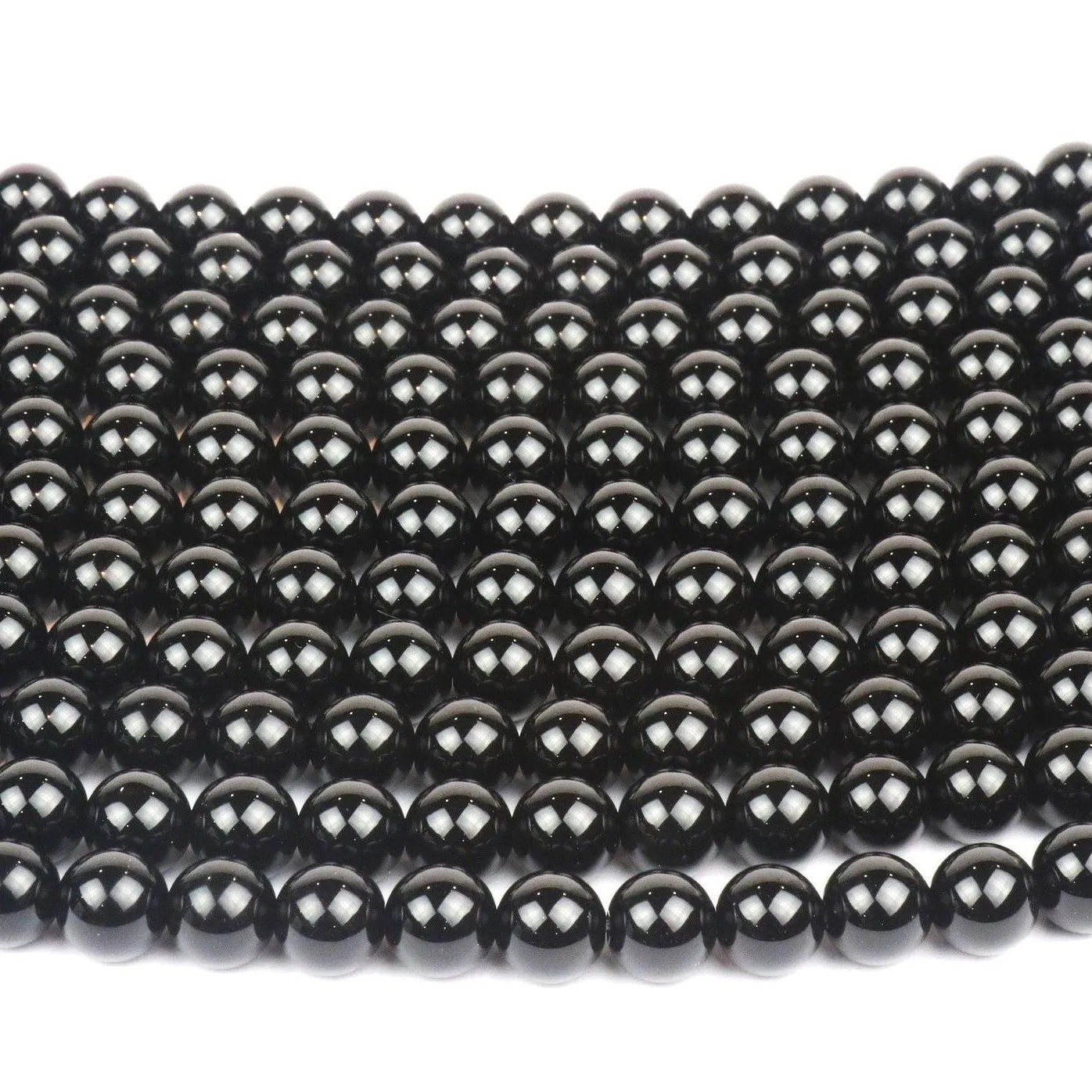High Quality Semiprecious Natural Black Onyx Gemstone Loose Smooth Round Beads