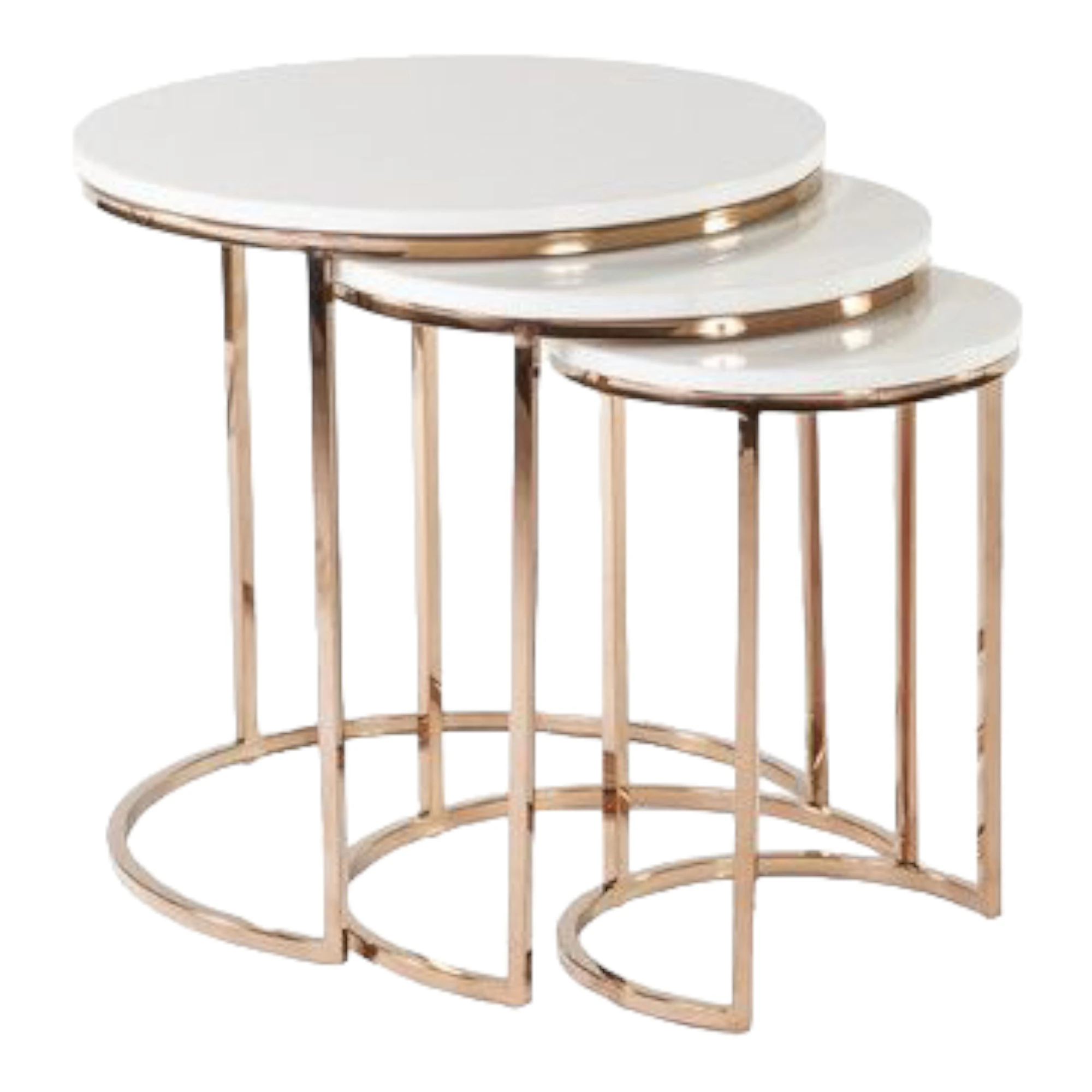 Customized Metal Frame Modern Coffee Table Set with  Marble and Glass Top Nesting Tables for Living Room Furnishings From India