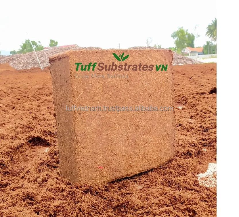 Hot sale Coco pith coir for plant in mini pots Low Ec Coco Peat Blocks From Tuff  Cocopeat 5kg Block Coconut Coir Peat from Viet