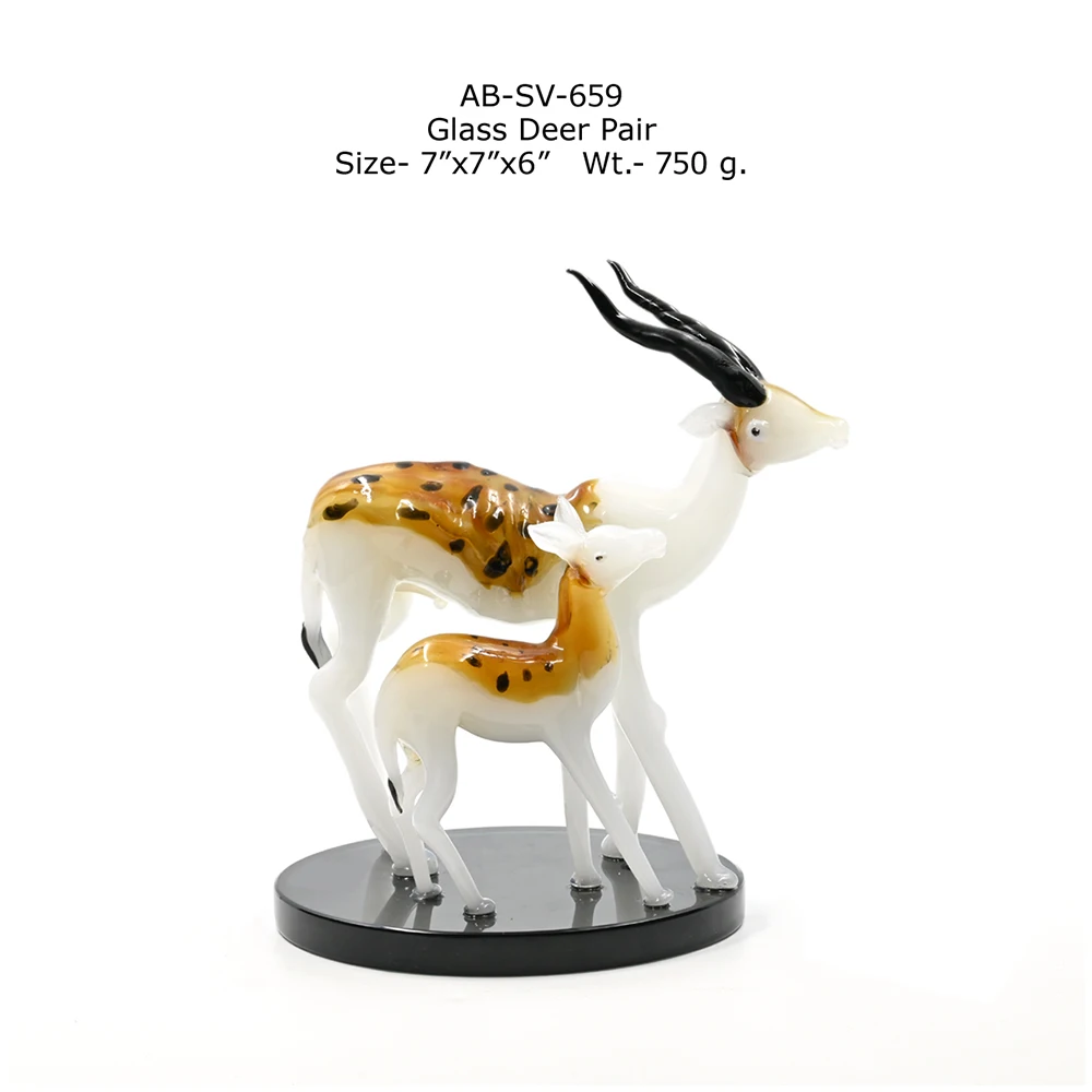 New Arrival Luxury Handmade Glass Deer Pair for Gift and Home Decoration From Indian Manufacturer