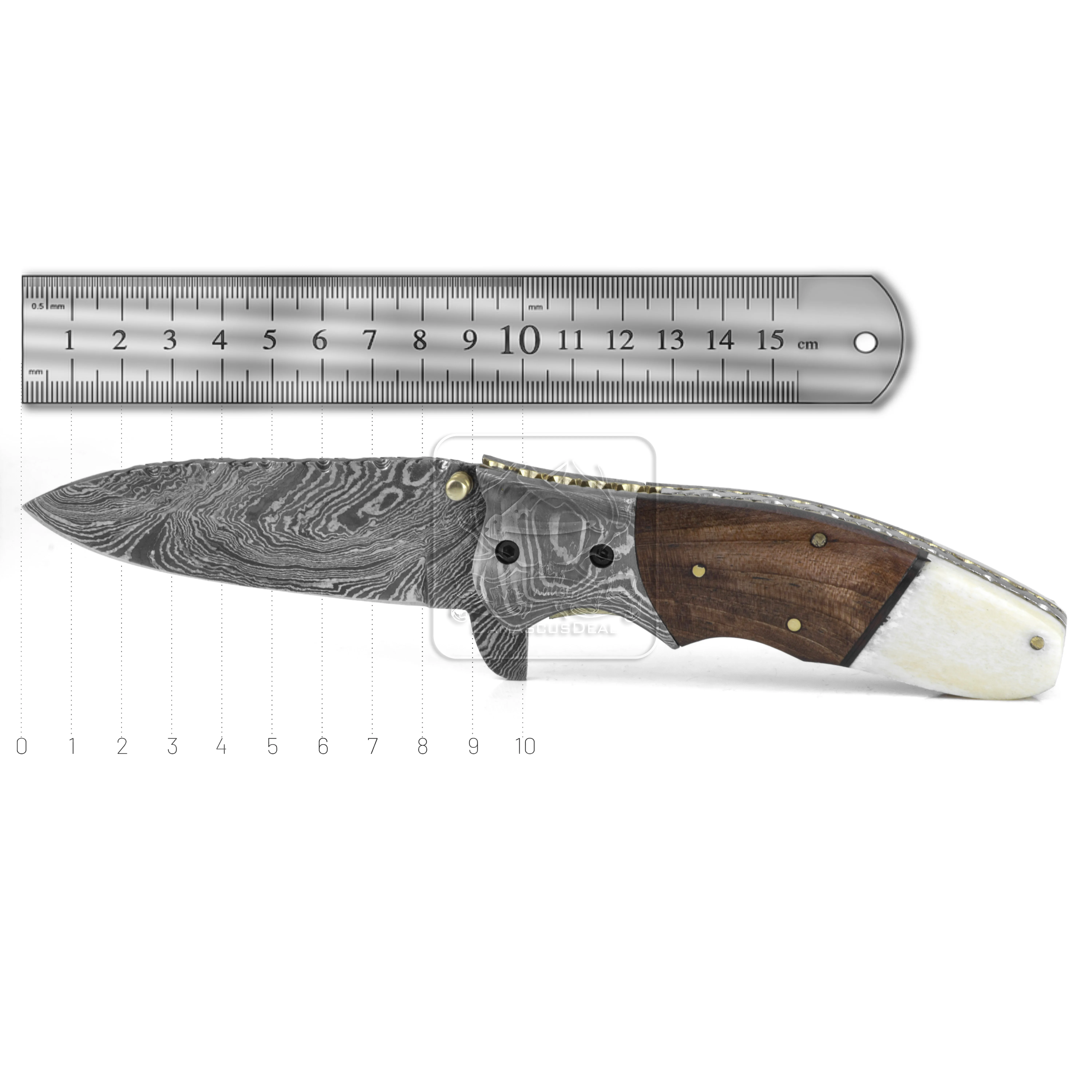 Damascus Steel Folding Knife DD-FK-664 Walnut Wood Knife Outdoor Survival Hunting Knife Multi Tool Bushcraft Camping